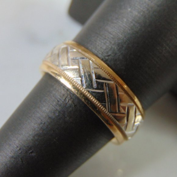 Mens Womens Vintage Estate 14K White Gold Band Ring, 7.1g E1650